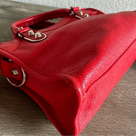 Balenciaga City Classic Metallic Edge Bag Leather Mini Red SHW - Picture 14 of 16